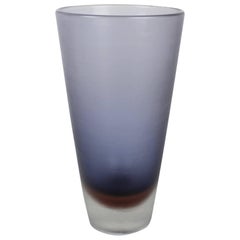 Mid-Century Venini Blue and Brown Inciso Glass Vase by Paolo Venini, 1950s