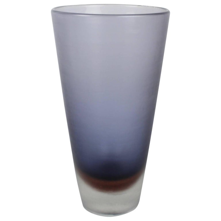 Mid-Century Venini Blue and Brown Inciso Glass Vase by Paolo Venini ...