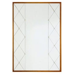 Mid century Scandinavian beech harlequin wall mirror