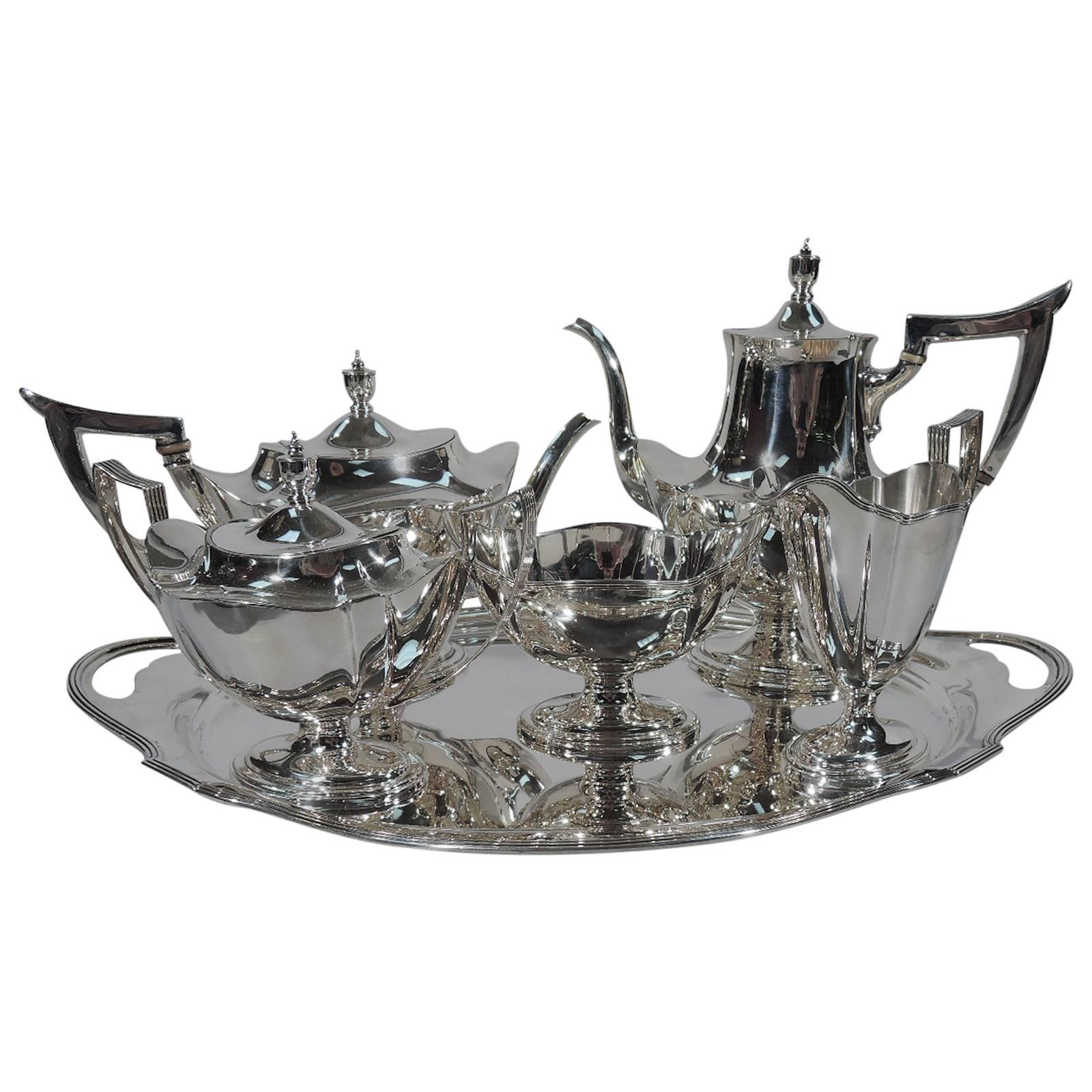Gorham Plymouth Sterling Silver Tea and Coffee Set on Tray