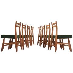 Used Guillerme 
Chambron Set of Eight Dining Chairs in Solid Oak