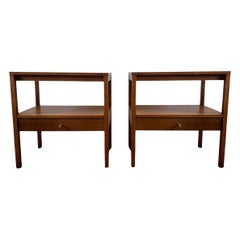 Midcentury Paul McCobb Small Single Drawer Nightstands Brass Knobs