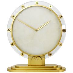 Large Modernist Brass Table Clock, Germany, 1950s 7