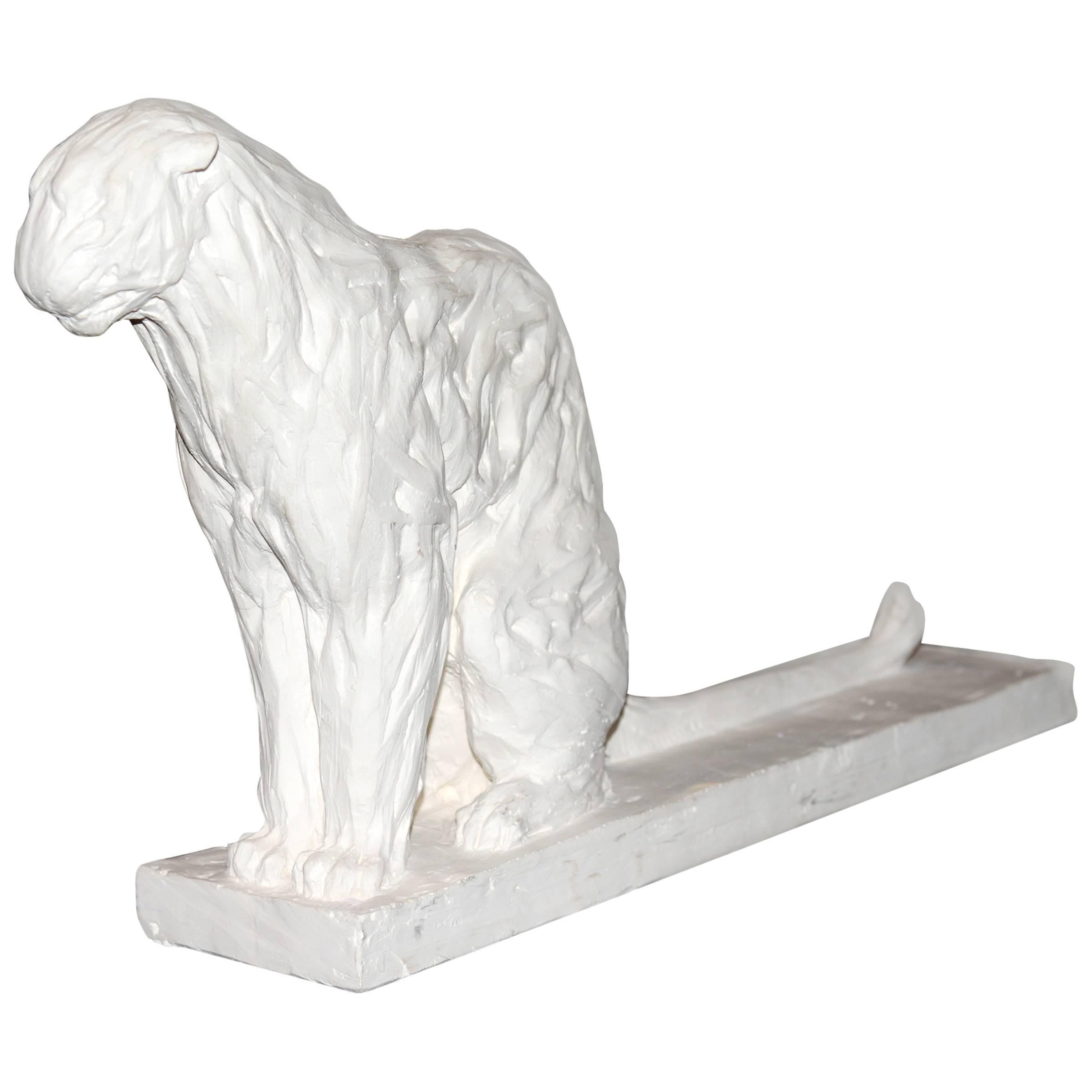 Sculpture Panther in Plaster Limited Edition 45/100 by J.B Vandame, 2015