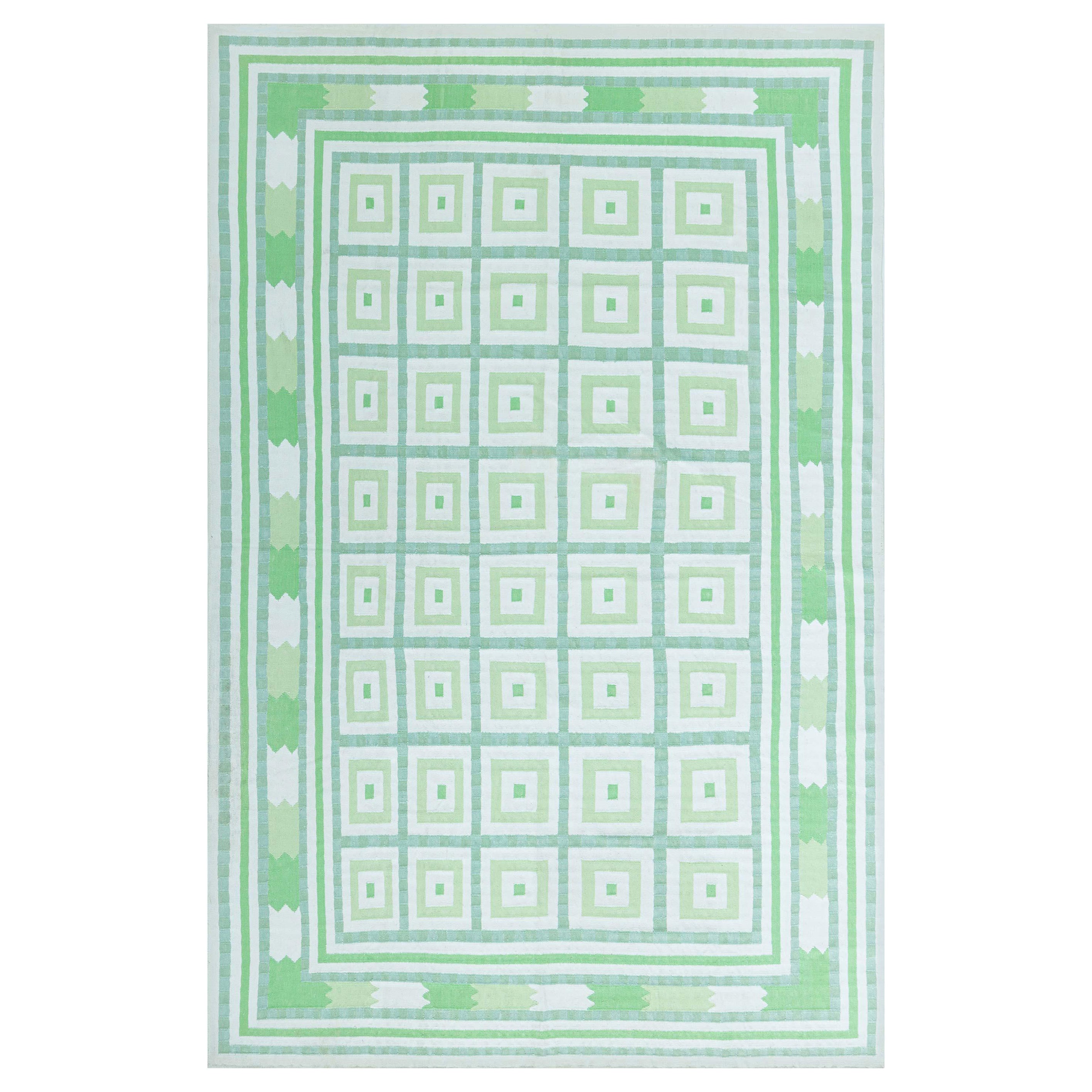 Alfombra Doris Leslie Blau Vintage Indian Dhurrie Verde Beige