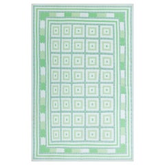 Tapis vintage indien Dhurrie vert beige Doris Leslie Blau