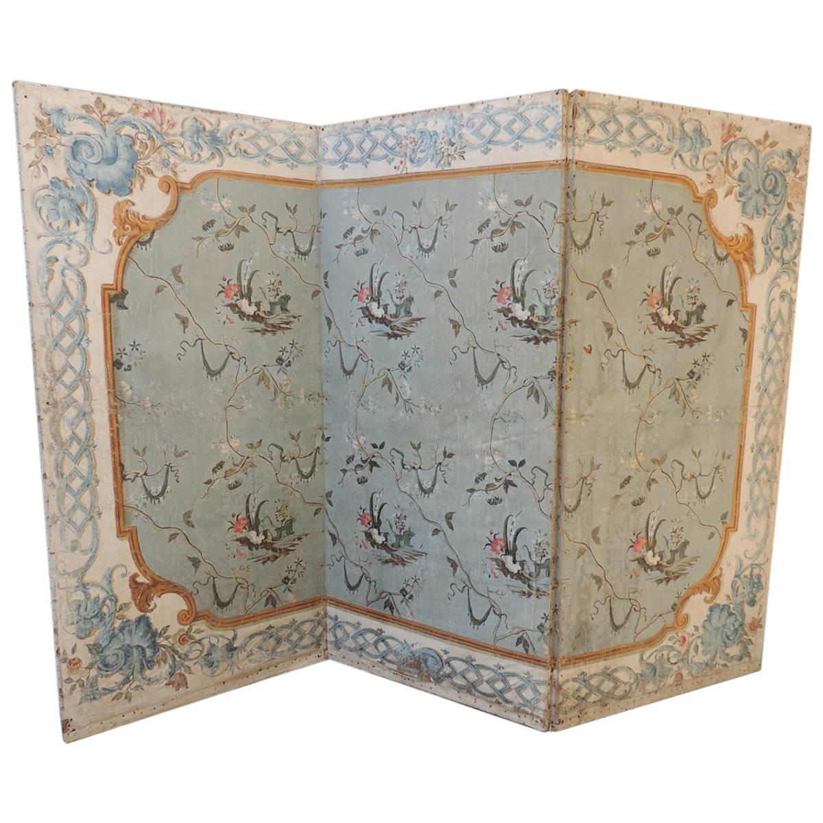 18th C Venetian Hand-Painted Folding Screen