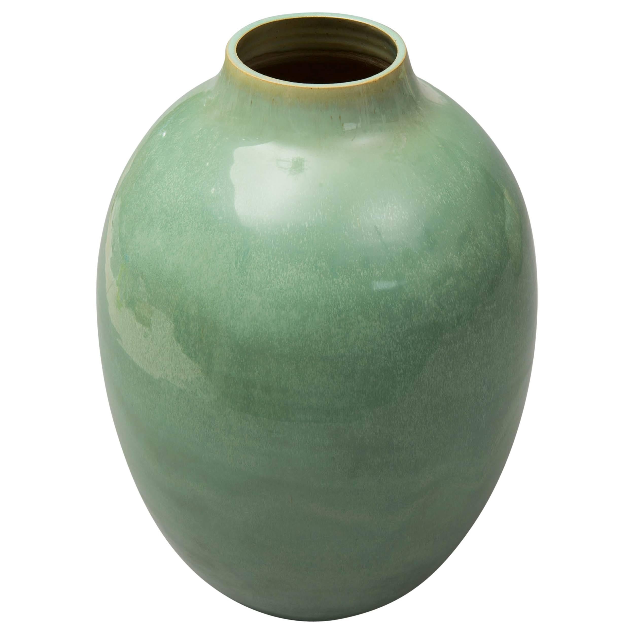 Contemporary, 2015 Green Celadon Vase, One of a Kind, Karen Swami For Sale