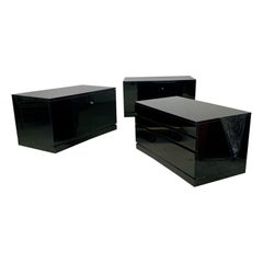 Three glossy lacquered storage modules, 1970s