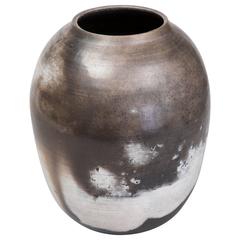 Contemporary 2015 Smoke Fired Vase, One of a Kind, Karen Swami