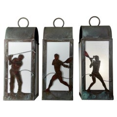 Suspension murale en cuivre massif fabriquée à la main  Lanterne avec  Silhouette sportive unique