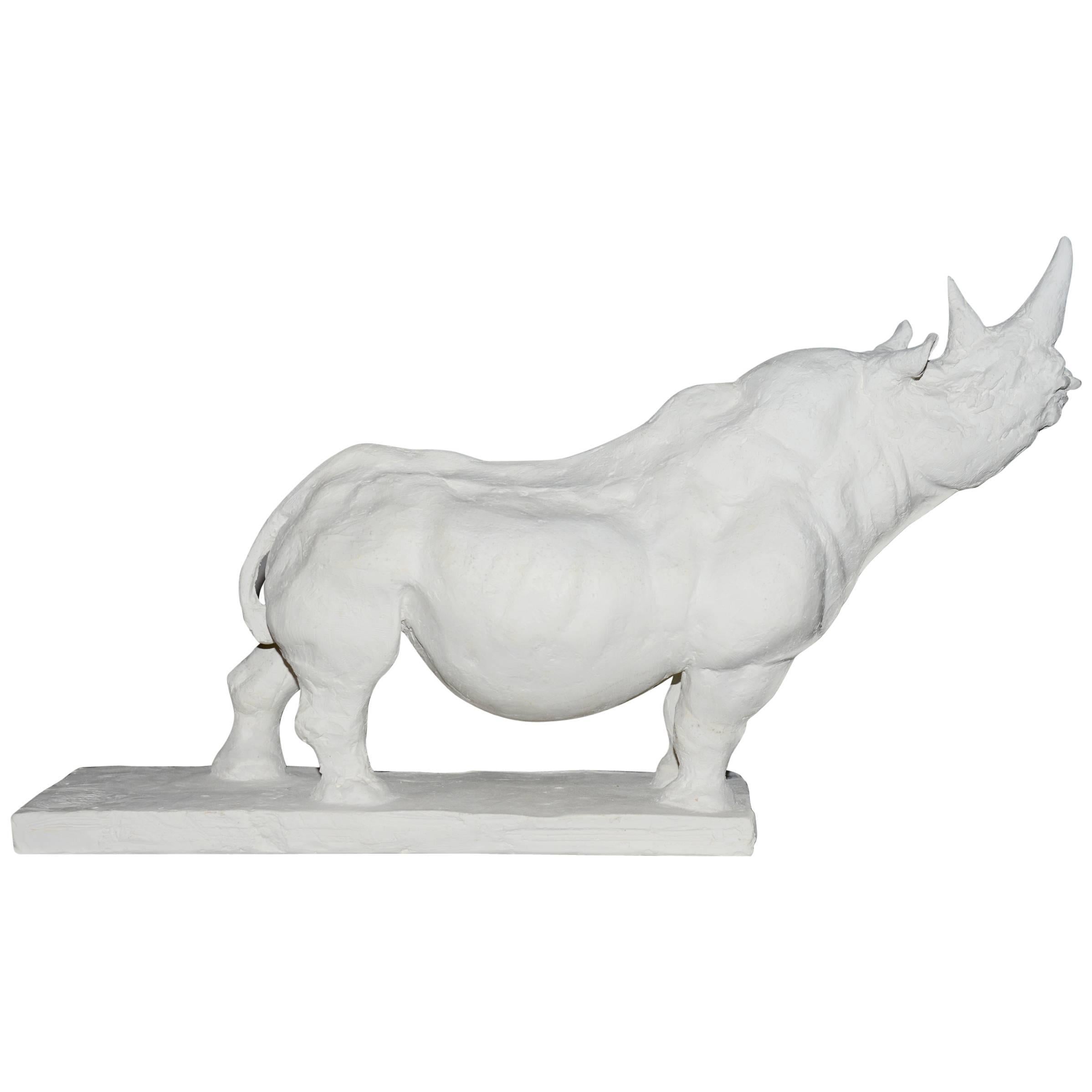 Sculpture Rhinoceros en plâtre Édition limitée 45/100 de J.B Vandame, 2015 en vente