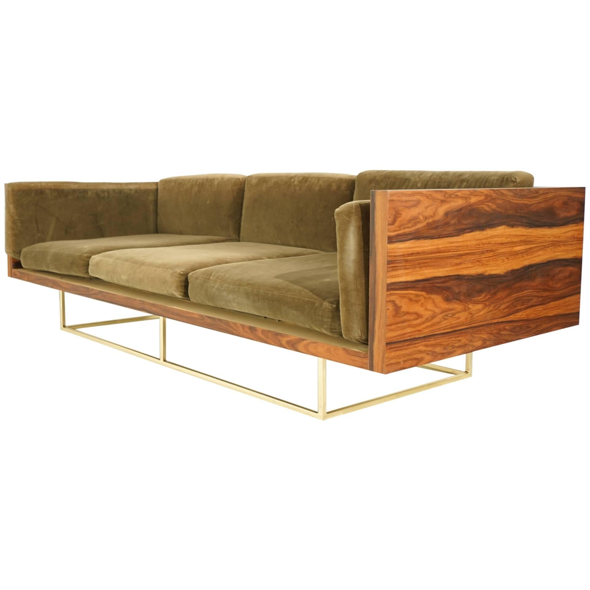 California Modern Rosewood Case Sofa by Loft Thirteen For Sale