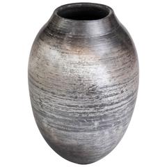 Contemporary 2016 Smoke Fired Vase, One of a Kind, Karen Swami
