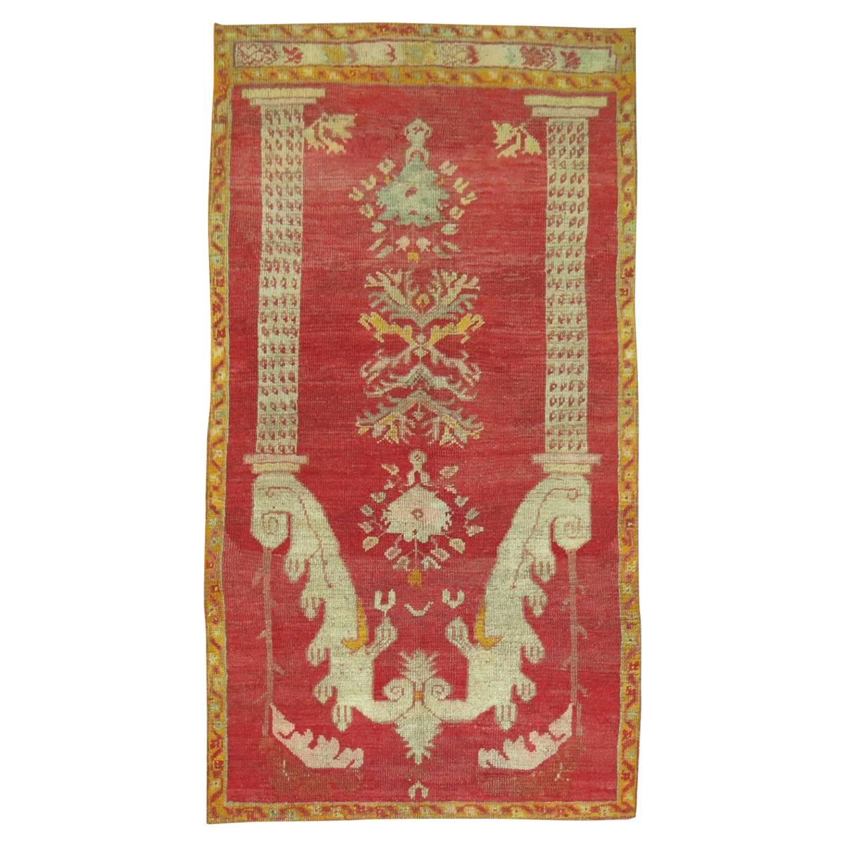 Late 19th Fine Red Antique Turkish Prayer Rug For Sale