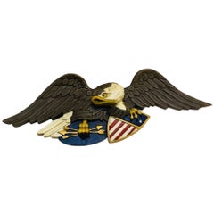 Folk Art Carved Patriotic Eagle Plaque