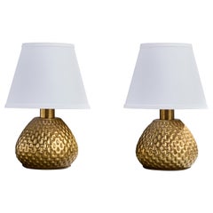 Italienische Designerin, Tischlampen, Messing, Italien, 1970er Jahre