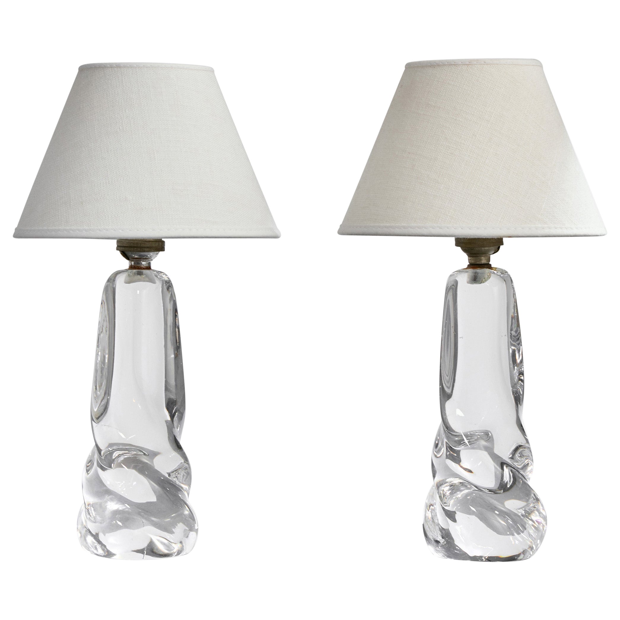 Diseñador francés, Lámparas de mesa, Cristal, Latón, Francia, Años 40