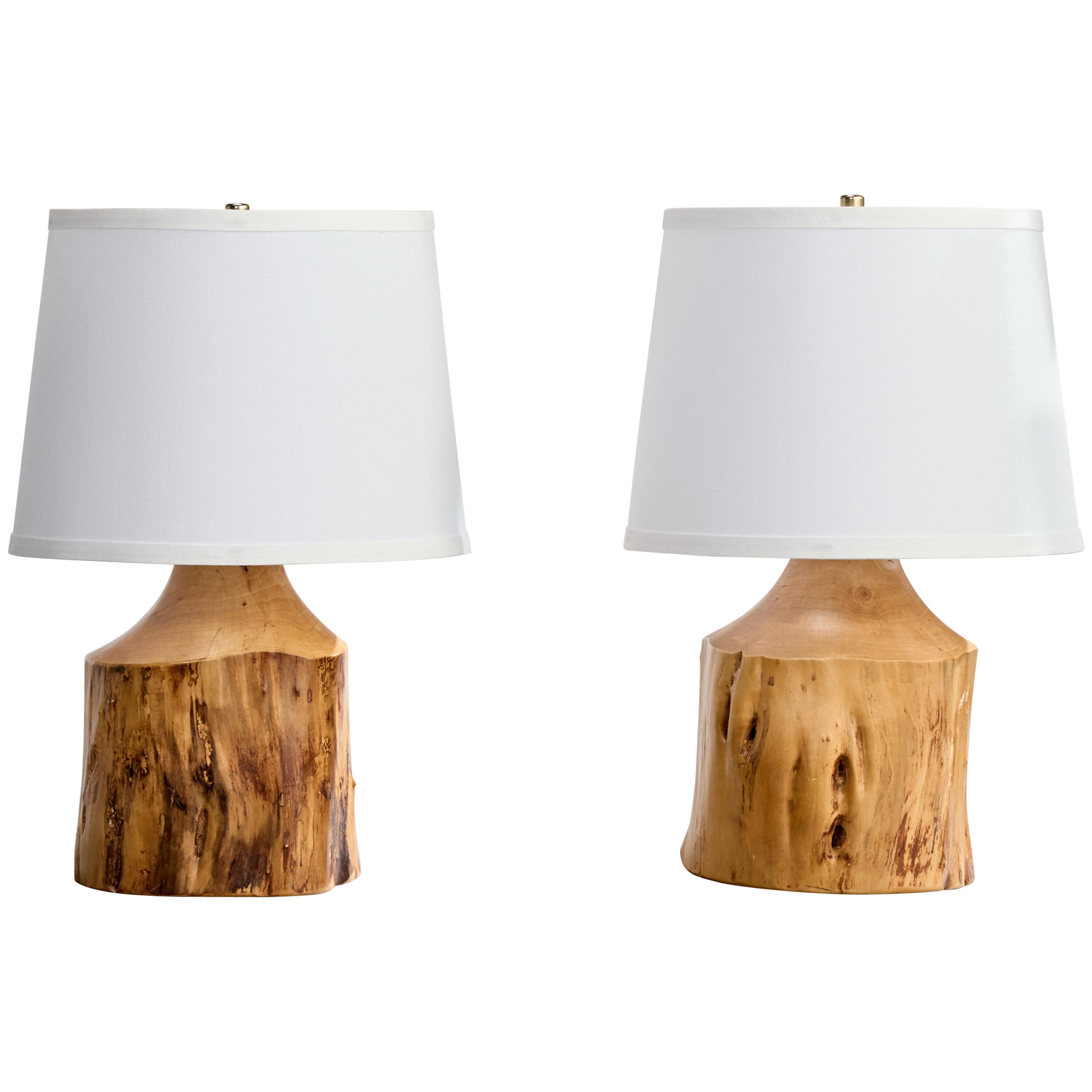 Sigvard Nilsson, lampes de table, bois de coton, Suède, 1970