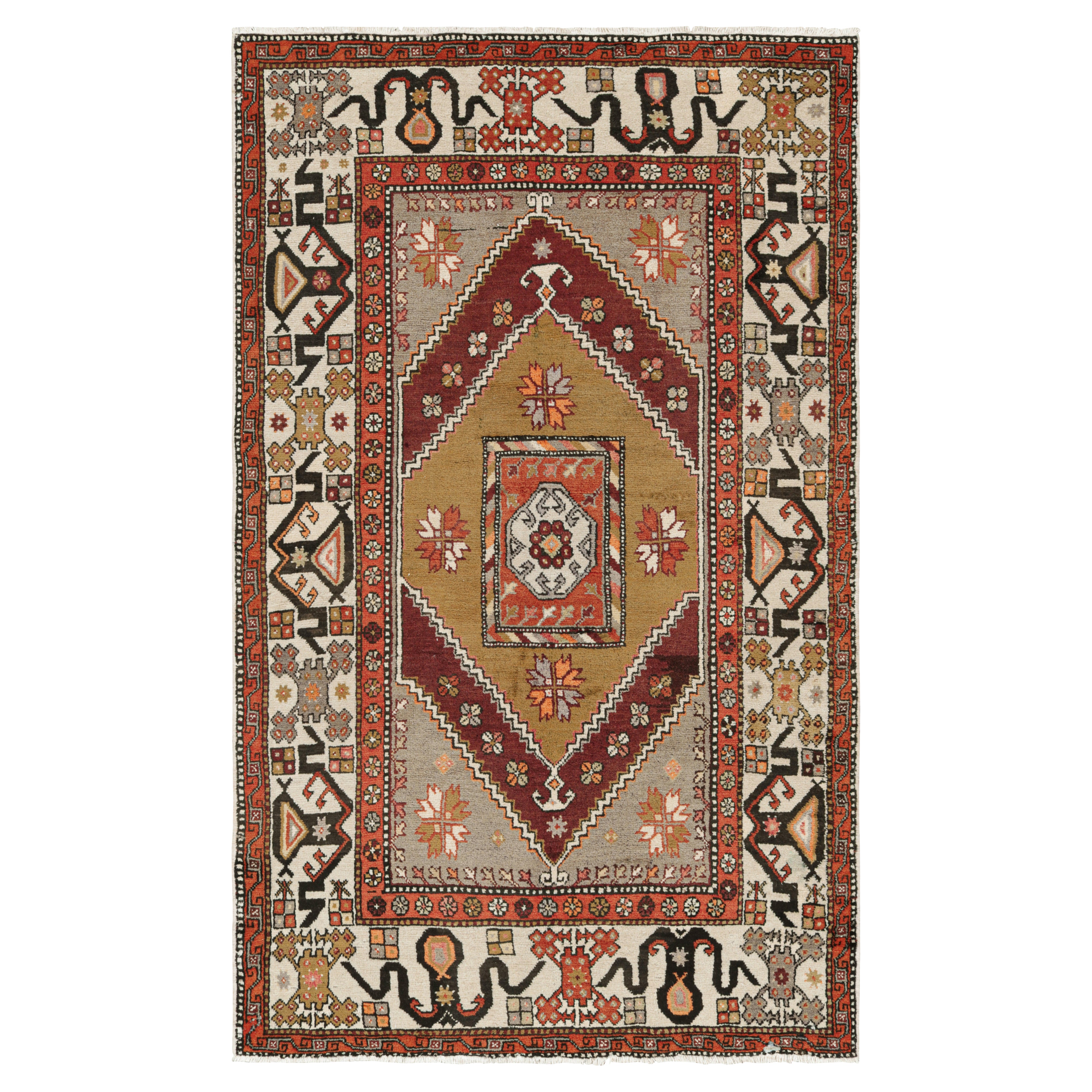 Vintage Turkish Rug with Multicolor Geometric Medallion - Rug & Kilim For Sale