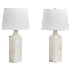 Schwedische Designerin, Tischlampen, Alabaster, Schweden, 1970er Jahre