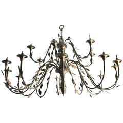 Large-Scale Vintage Brass Leaves Chandelier 8