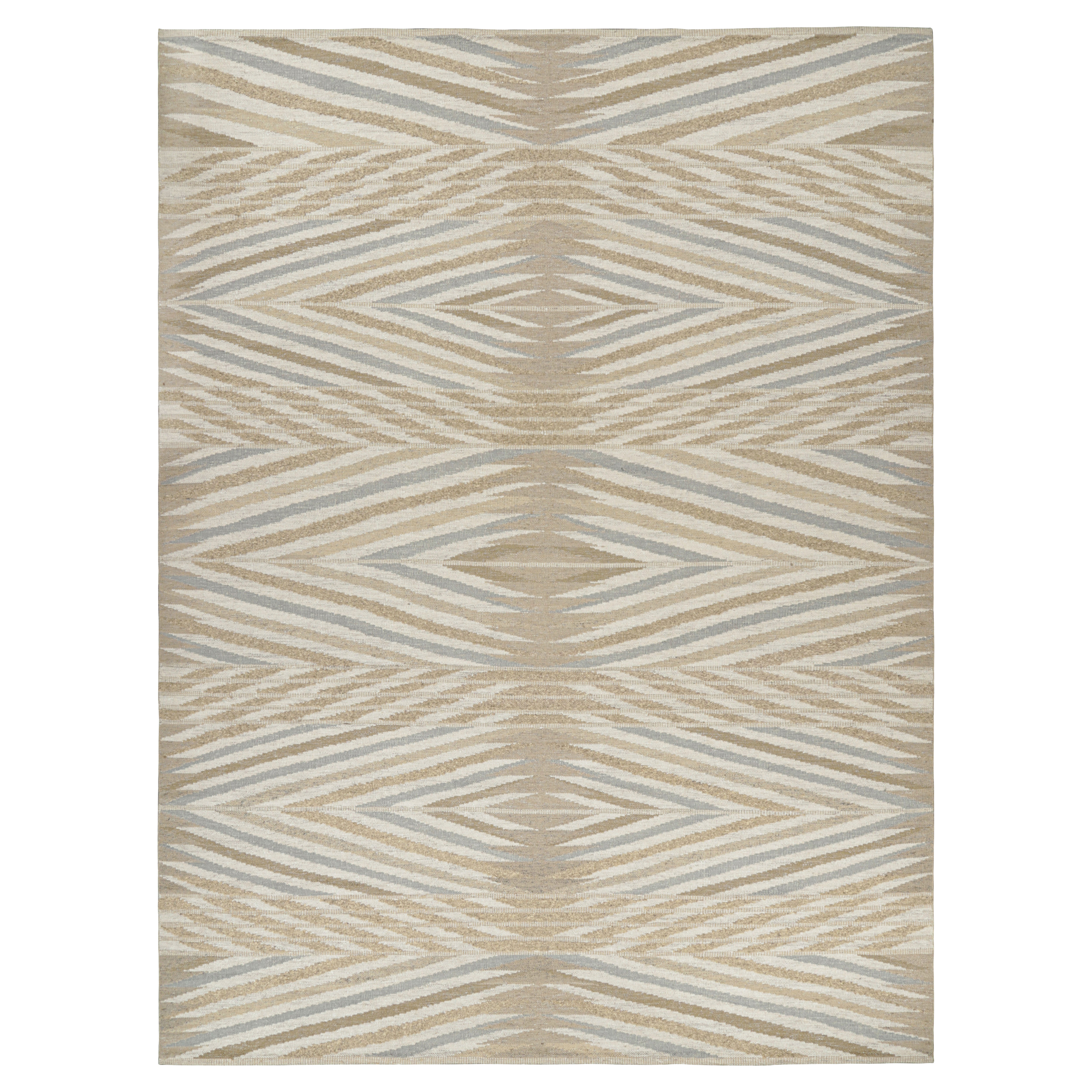 Rug & Kilim’s Oversized Scandinavian Style Custom Rug with Chevron Patterns