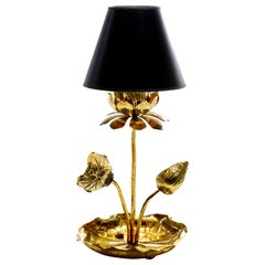 Lampada Petite Hollywood Regency a forma di fiore di loto in ottone lucido di Feldman, 1960 ca.