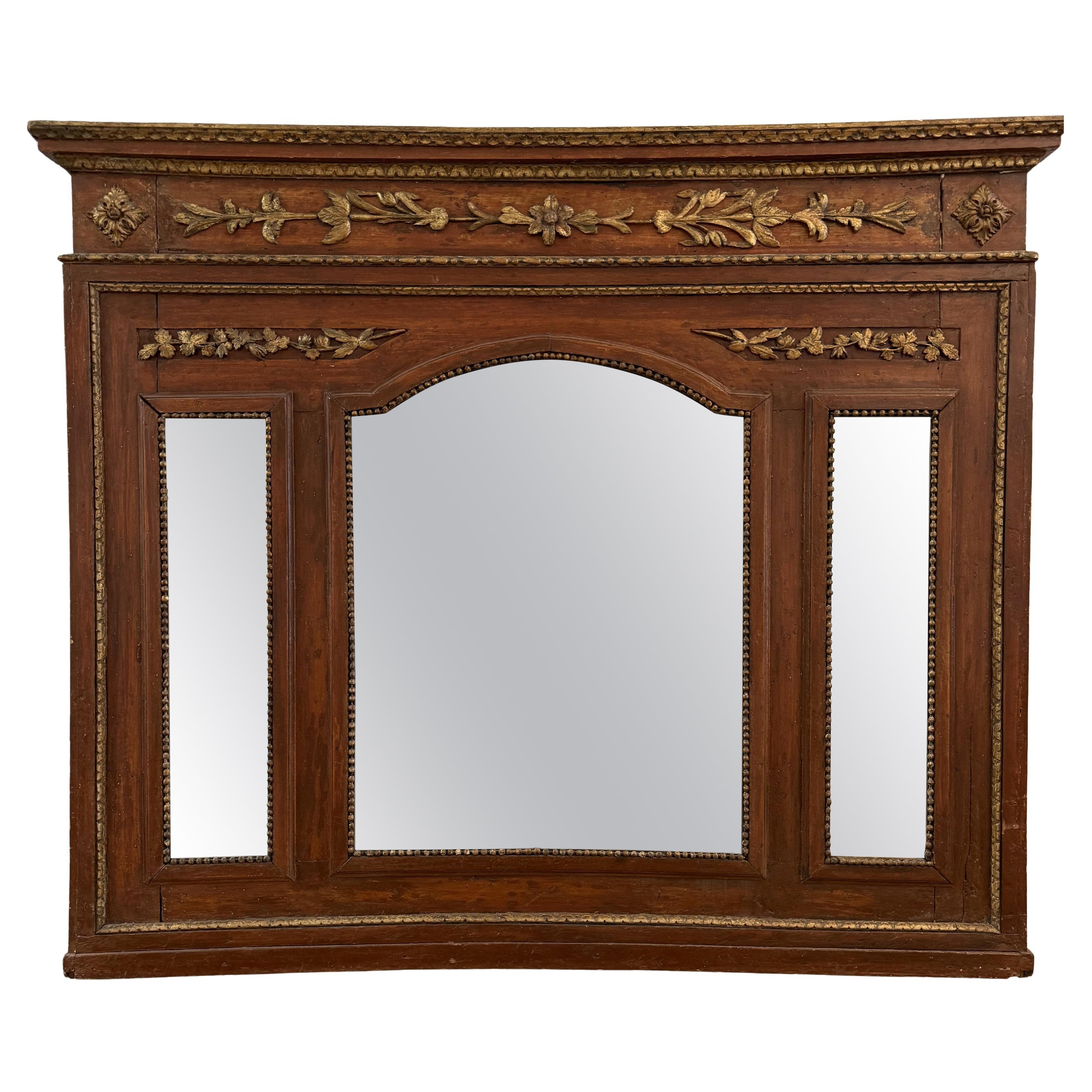 Miroir Trumeau provincial français du 18ème siècle d'époque Louis XVI
