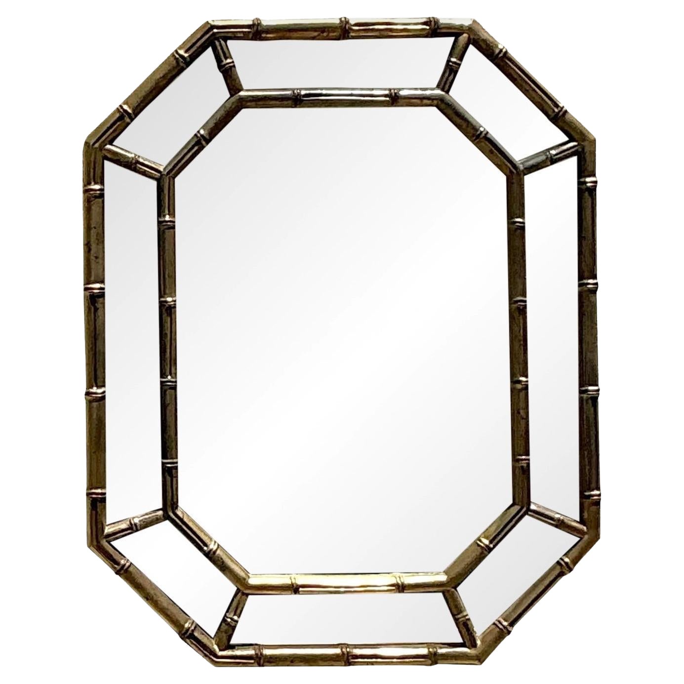 Vintage Regency Faux Bamboo Octagon Mirror