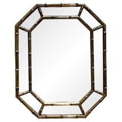 Miroir octogonal Vintage Regency en faux bambou
