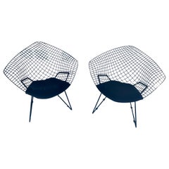 Pair of Early Harry Bertoia Black Diamond Chairs