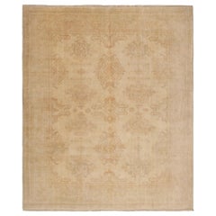 Alter türkischer Oushak-Teppich, gold-braune geometrische Medaillons - Rug & Kilim