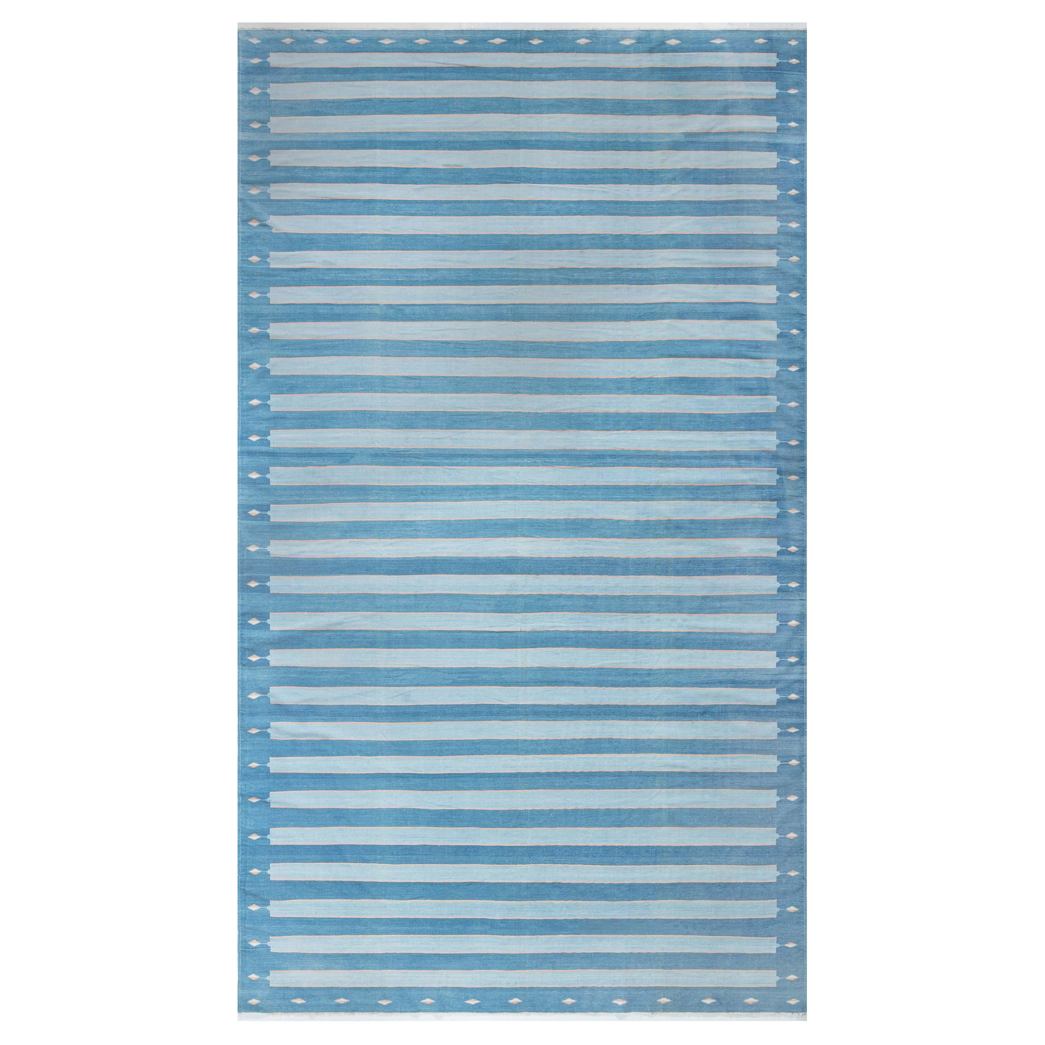 Alfombra Doris Leslie Blau Vintage Indian Dhurrie Striped Azul