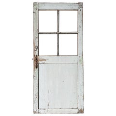 Antique 19th Century Reclaimed 4-Lite French Door with Light Blue Paint