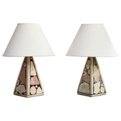 Schwedische Designerin, Tischlampen, Stein, Schweden, 1970er Jahre
