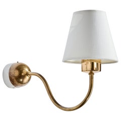 Josef Frank, Wall Light, Brass, Fabric, Sweden, 1960s