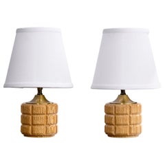 American Designer, Table Lamps, Oak, Brass, USA, 1950s