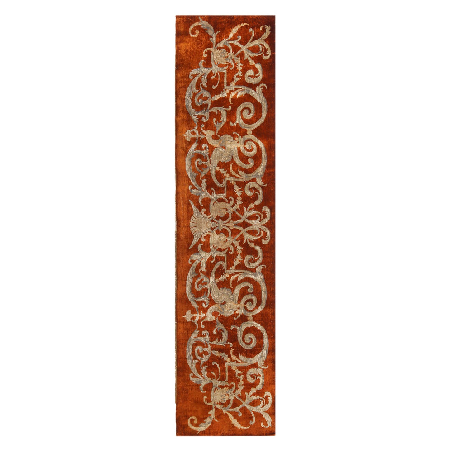Made with a luxurious hand-knotted silk in Turkey circa 1920-1930, this 2x6 antique Hereke runner rug is an elegant and rare find of the celebrated provenance—a collectible curation among the most exciting new unveilings from Rug & Kilim’s