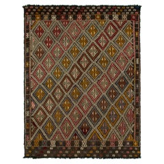 Rug & Kilim Tribal Vintage en Beige-Brown, motif géométrique multicolore