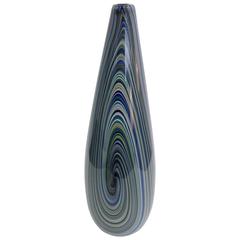 Large VeArt Colorful Signed Murano Spiral Vase