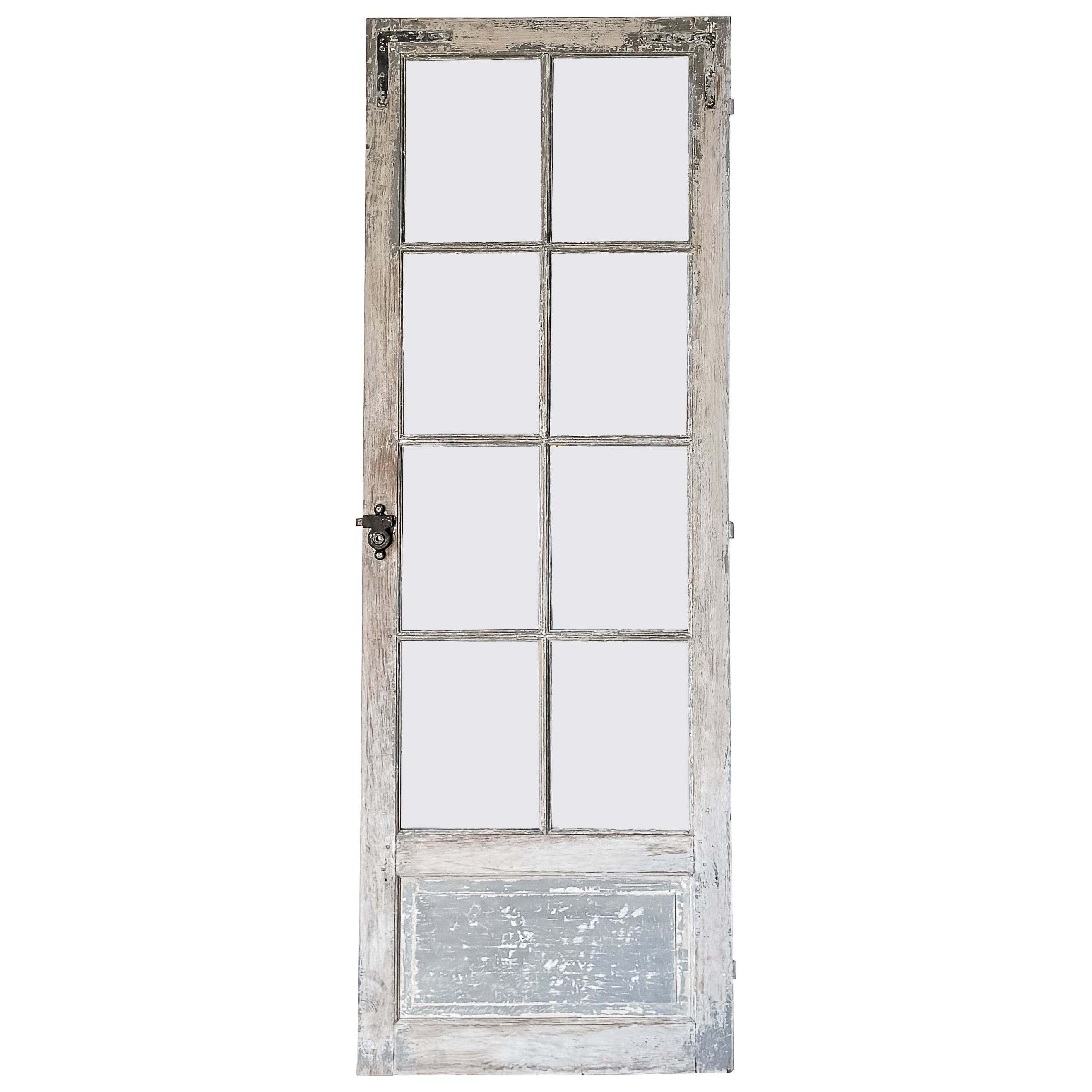 19th Century Reclaimed 8-Lite French Door with Timeworn Paint