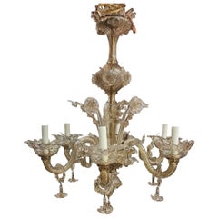 Antique Large Italian Murano Art Glass Floral Chandelier