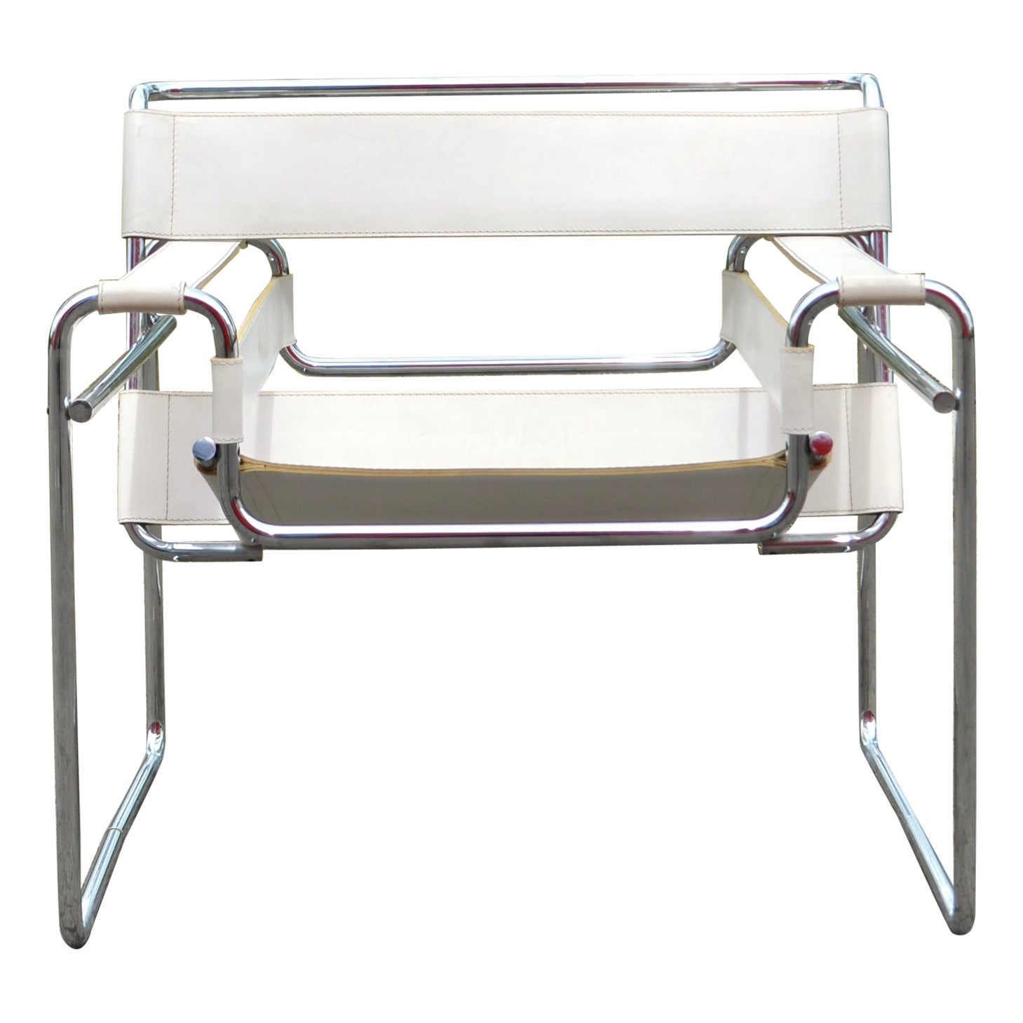 Gavina Wassily Chair B3 Vintage Leather White by Marcel Breuer