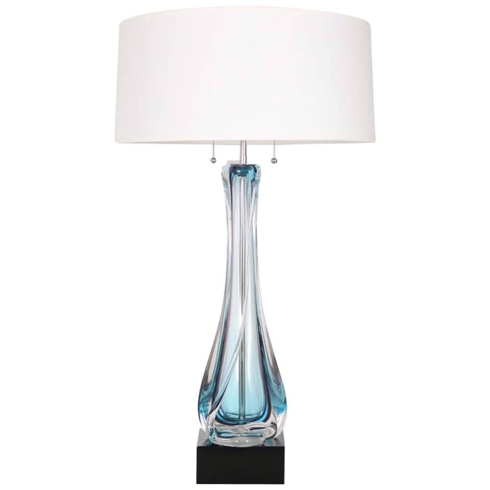 Mid-Century Archimede Seguso Table Lamp in Sommerso Murano Glass