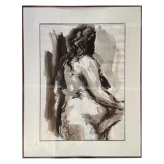 Étude expressive de nu monochrome par William Delucchi, signée et datée