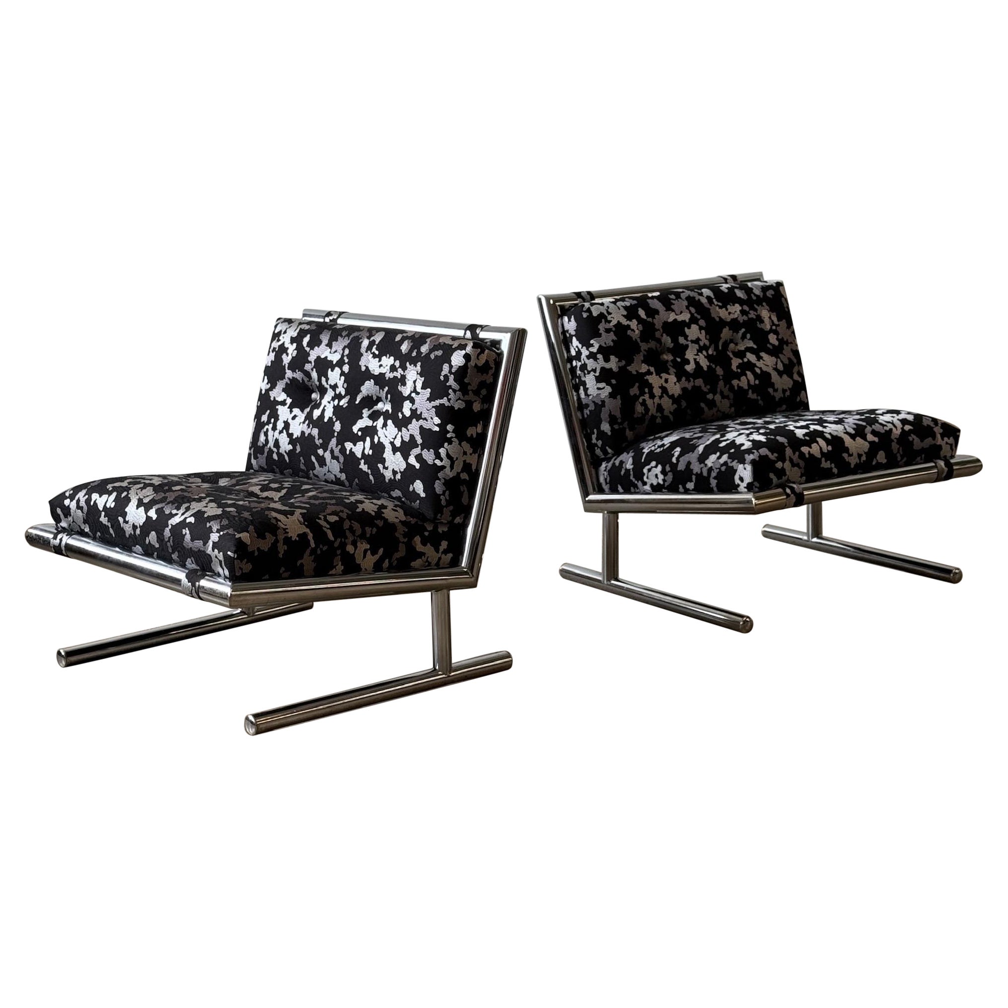 Chrome Sled Chairs by Arthur Umanoff for Directional