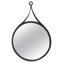 Marolles style brutalist round mirror, 1960s