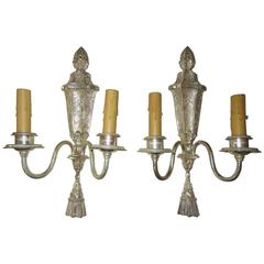 Pair of Georgian Style Silver Plate Wall Sconces by Edward F. Caldwell & Co 5