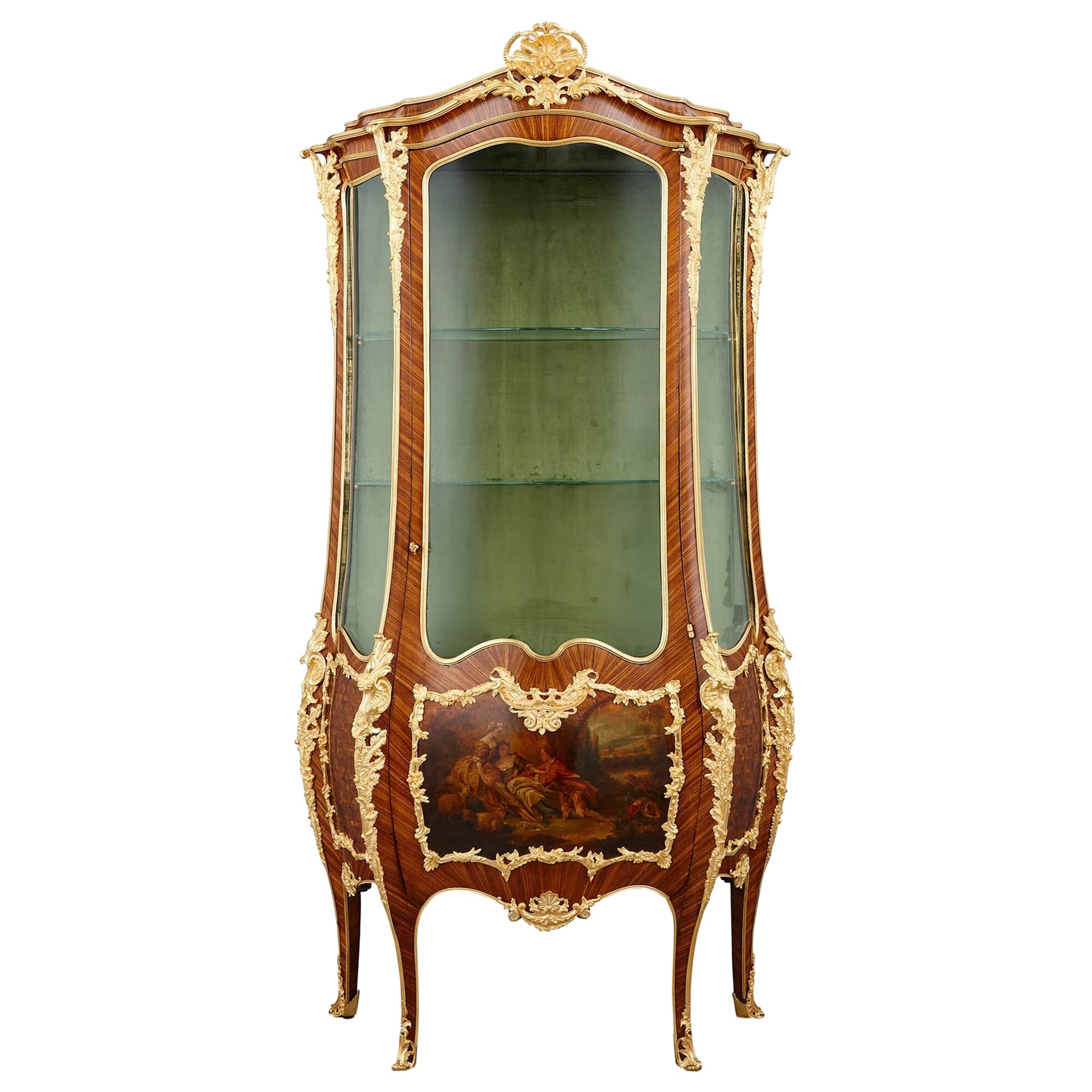 Louis XV Stil Ormolu montiert Vernis Martin und Parkett Vitrine